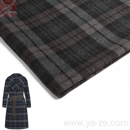 double-faced plaid check woven woolen fabric for overcoat